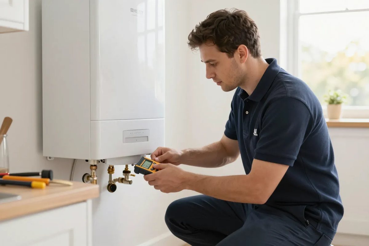 An engineer testing a boiler